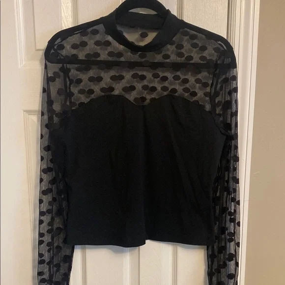 SHEIN Black Fitted Crop Blouse with Mandarin Collar - Picture 2 of 2